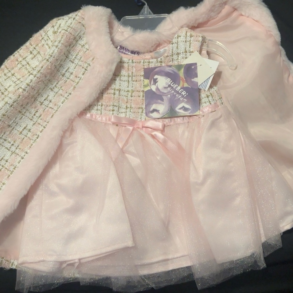 Blueberi Boulevard Pink and Cream Formal Kids Dress